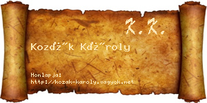Kozák Károly névjegykártya